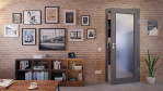 Front-Milieuansicht von Huga Innentür Hygge grau RAL 7037 Duradecor Basic mit Lichtausschnitt LA 27