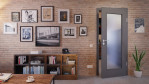 Front-Milieuansicht von Huga Innentür Hygge grau RAL 7037 Duradecor Basic mit Lichtausschnitt LA 8