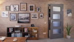 Front-Milieuansicht von Huga Innentür Hygge grau RAL 7037 Duradecor Basic mit Lichtausschnitt LA 9