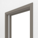 Detailansicht von Schiebetürsystem in der Wand laufend Taupe RAL 7048 BaseLine Lack mit Zarge - Huga