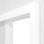 Detailansicht von JELD-WEN Schiebetürsystem vor der Wand laufend Classic Ultraweiß DuriTop CPL mit Zarge