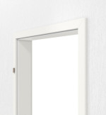 Detailansicht von GARANT Zarge für Wohnungseingangstüren Weißlack 9016 mit eckiger Kante