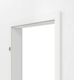 Detailansicht von GARANT Zarge für Wohnungseingangstüren Matt Weißlack 9016 G-TEC mit kleiner Rundkante