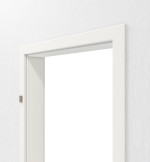 Detailansicht von LEBO Zarge für Wohnungseingangstüren Weiß 9016 Lebolit-CPL mit runder Kante