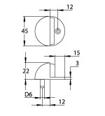technische Zeichnung von Bodentürstopper Messing-poliert mit Bodenbefestigung - Südmetall