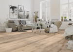 Milieubild Essbereich von Eiche beige strukturiert 1-Stab Explore Laminat - Wiparquet