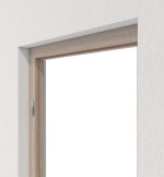 Perspektive in der Wand von Blockrahmen Graueiche CPL Vario mit eckiger Kante - Hörmann