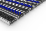 Schräge Detailansicht von Aluprofilmatte KLASSIK Rips T01PP schwarz / Work B05 blau - Entrada