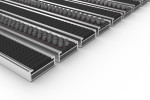 Schräge Detailansicht von Aluprofilmatte KLASSIK Safe R01V schwarz / Work B02 grau - Entrada