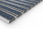 Schräge Detailansicht von Aluprofilmatte ROBUST Rips T06PP blau/grau - Entrada