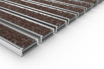 Schräge Detailansicht von Aluprofilmatte ROBUST Rips T08PP braun - Entrada
