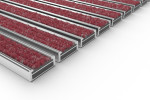 Schräge Detailansicht von Aluprofilmatte ROBUST Rips T09PP rot - Entrada