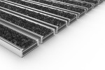 Schräge Detailansicht von Aluprofilmatte ROBUST Rips T01PP schwarz - Entrada