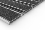 Schräge Detailansicht von Aluprofilmatte ROYAL Rips T03PP anthrazit / Minibürste MB01 schwarz - Entrada