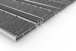 Schräge Detailansicht von Aluprofilmatte ROYAL Rips T05PP grau / Minibürste MB02 grau - Entrada