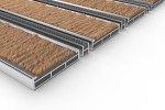 Schräge Detailansicht von Aluprofilmatte ROYAL Rips T11PP kokos / Minibürste MB02 grau - Entrada