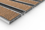 Schräge Detailansicht von Aluprofilmatte ROYAL Rips T11PP kokos / Minibürste MB01 schwarz - Entrada