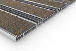 Schräge Detailansicht von Aluprofilmatte ROYAL Rips T12PP sand / Minibürste MB02 grau - Entrada