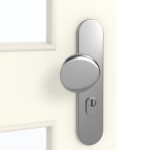 Detailansicht der Oberfläche von GARANT Wohnungseingangstür W980ST15 Platinweiß GHK08 mit Lichtausschnitt LA-11