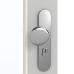 Detailansicht der Oberfläche von GARANT Wohnungseingangstür D92-60 Dove Grey Resopal mit Lichtausschnitt LA-2