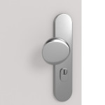 Detailansicht der Oberfläche von GARANT Wohnungseingangstür U12188SD Lichtgrau GHK08 mit Lichtausschnitt LA-4 bandseitig
