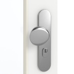 Detailansicht der Oberfläche von GARANT Wohnungseingangstür D354-60 Designer White Resopal mit Lichtausschnitt LA-5 schlossseitig