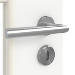 Detailansicht der Oberfläche von GARANT Doppelflügeltür inkl. Zarge U11209SD Edelweiß GHK08 mit Lichtausschnitt LA-DIN Sprosse SP0