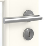 Detailansicht der Oberfläche von GARANT Doppelflügeltür inkl. Zarge 0105-60 Pearl White CPL mit Lichtausschnitt LA-DIN Sprosse SP10