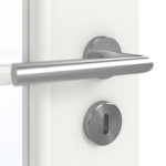 Detailansicht der Oberfläche von GARANT Doppelflügeltür inkl. Zarge Authentic Bianco CPL mit Lichtausschnitt LA-2 Sprosse SP0