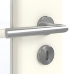 Detailansicht der Oberfläche von GARANT Doppelflügeltür inkl. Zarge W980ST15 Platinweiß GHK08 mit Lichtausschnitt LA-2 Sprosse SP10
