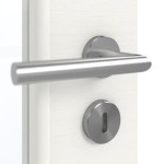 Detailansicht der Oberfläche von GARANT Doppelflügeltür inkl. Zarge Quer Authentic Bianco CPL mit Lichtausschnitt LA-2 Sprosse SP2