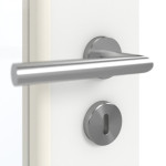 Detailansicht der Oberfläche von GARANT Doppelflügeltür inkl. Zarge D354-60 Designer White Resopal mit Lichtausschnitt LA-2 Sprosse SP2