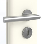 Detailansicht der Oberfläche von GARANT Doppelflügeltür inkl. Zarge W980ST15 Platinweiß GHK08 mit Lichtausschnitt LA-2 Sprosse SP2
