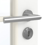 Detailansicht der Oberfläche von GARANT Doppelflügeltür inkl. Zarge U11209SD Edelweiß GHK08 mit Lichtausschnitt LA-3 Sprosse SP0