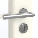 Detailansicht der Oberfläche von GARANT Doppelflügeltür inkl. Zarge W980ST15 Platinweiß GHK08 mit Lichtausschnitt LA-3 Sprosse SP0