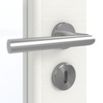 Detailansicht der Oberfläche von GARANT Doppelflügeltür inkl. Zarge Quer Authentic Bianco CPL mit Lichtausschnitt LA-3 Sprosse SP2