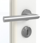 Detailansicht der Oberfläche von GARANT Doppelflügeltür inkl. Zarge D354-60 Designer White Resopal mit Lichtausschnitt LA-3 Sprosse SP2