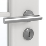 Detailansicht der Oberfläche von GARANT Doppelflügeltür inkl. Zarge 0160-60 Silver Grey CPL mit Lichtausschnitt LA-4 schlossseitig Sprosse SP10