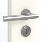 Detailansicht der Oberfläche von GARANT Doppelflügeltür inkl. Zarge 0105-60 Pearl White CPL mit Lichtausschnitt LA-5 schlossseitig