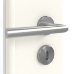 Detailansicht der Oberfläche von GARANT Doppelflügeltür inkl. Zarge 0105-60 Pearl White CPL mit Lichtausschnitt LA-6 Sprosse SP0