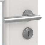 Detailansicht der Oberfläche von GARANT Doppelflügeltür inkl. Zarge 0160-60 Silver Grey CPL mit Lichtausschnitt LA-6 Sprosse SP1