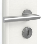 Detailansicht der Oberfläche von GARANT Doppelflügeltür inkl. Zarge Quer Authentic Bianco CPL mit Lichtausschnitt LA-6 Sprosse SP2