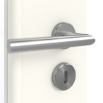 Detailansicht der Oberfläche von GARANT Doppelflügeltür inkl. Zarge 0105-60 Pearl White CPL mit Lichtausschnitt LA-6 Sprosse SP4