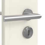Detailansicht der Oberfläche von Doppelflügeltür Basic Dekor Weiß ähnl. RAL 9010 Dekorfolie 4.20 mit Lichtausschnitt mit Zarge