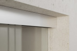 Detailansicht von Linie 1 Motiv matt Glasschiebetür mit festem Seitenteil Sigma Flexible Variante 1 - Erkelenz