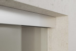 Detailansicht von Lira Motiv klar Glasschiebetür mit festem Seitenteil Sigma Flexible Variante 1 - Erkelenz