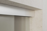 Detailansicht von Cafe 2 Motiv klar Glasschiebetür mit zwei festen Seitenteilen Sigma Flexible Variante 2 - Erkelenz