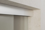 Detailansicht von Vertigo Motiv klar Glasschiebetür mit zwei festen Seitenteilen Sigma Flexible Variante 2 - Erkelenz