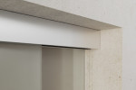 Detailansicht von Cafe 2 Motiv klar 2-flg. Glasschiebetür mit zwei festen Seitenteilen Sigma Flexible Variante 3 - Erkelenz