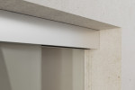 Detailansicht von Cristall Motiv klar 2-flg. Glasschiebetür mit zwei festen Seitenteilen Sigma Flexible Variante 3 - Erkelenz
